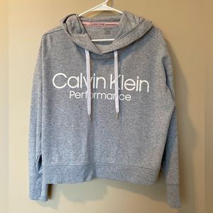 Calvin Klein Performance Cropped Hoodie Gray Women’s XL